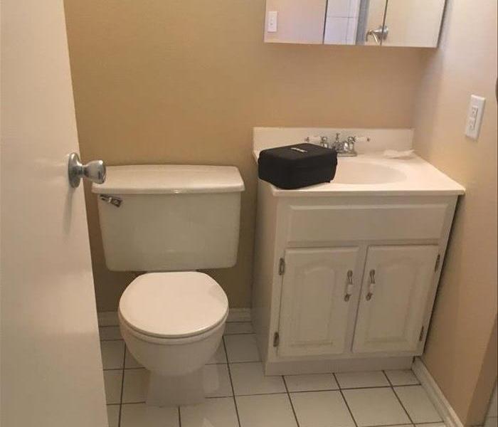 Bathroom with water damage.